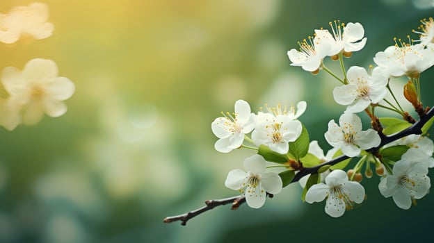 Blooming white cherry blossoms in spring photo