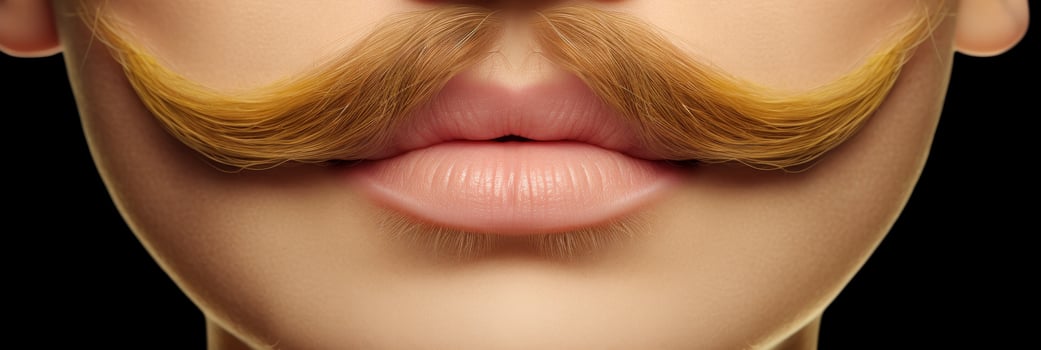 close up of a persons lips with long blonde hair photo