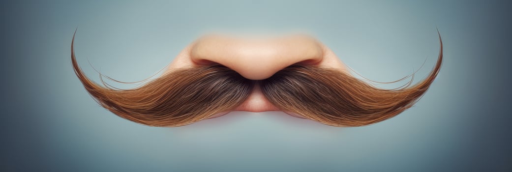 Stylish mustache with flowing hair photo