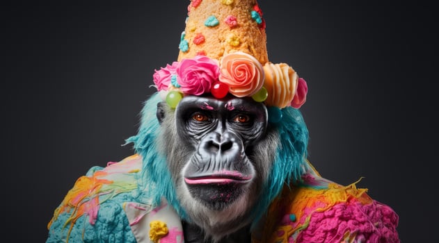 colorful and whimsical gorilla portrait photo