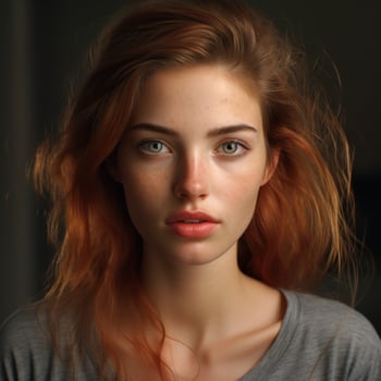 Thoughtful young woman with red hair photo