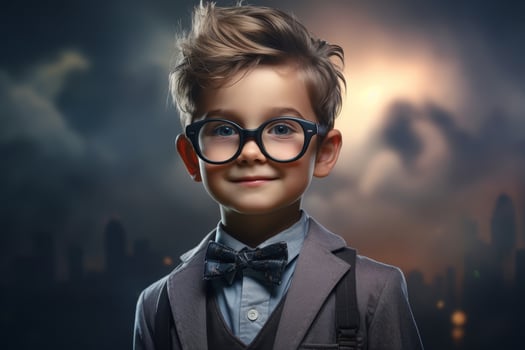 Stylish young boy in formal attire photo