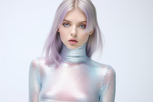 portrait of a woman with silver hair photo