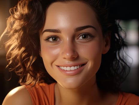 Smiling woman with curly hair photo