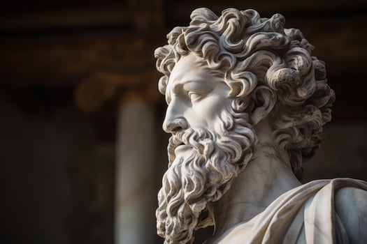 Detailed close up of a classical marble statue photo