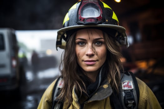 Determined firefighter in protective gear photo