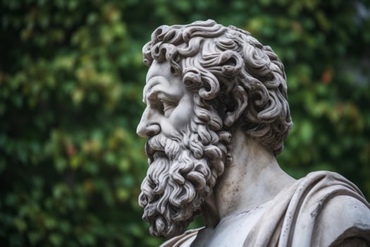 Detailed sculpture of a man with curly hair photo