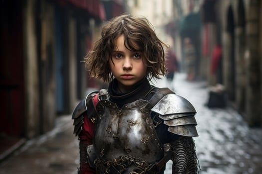 young warrior in medieval armor photo