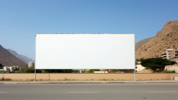 Blank billboard in urban landscape photo
