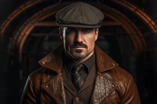 Mysterious man in vintage outfit photo