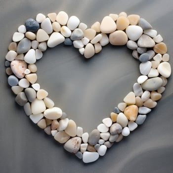 heart shaped arrangement of smooth pebbles and stones photo
