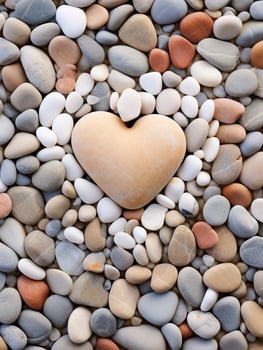 heart shaped stone surrounded by pebbles photo