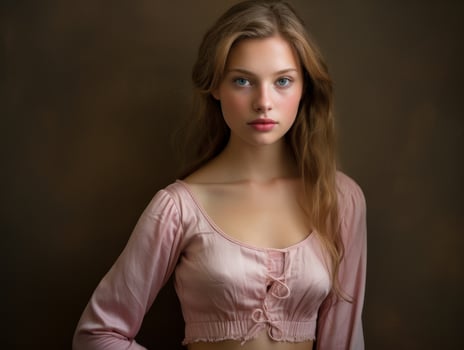 Portrait of a young woman in a pink top photo
