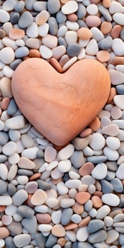 heart shaped stone among pebbles photo