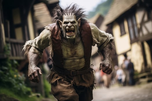 Frightening fantasy creature charging forward photo