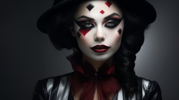 dark and mysterious woman with dramatic makeup photo