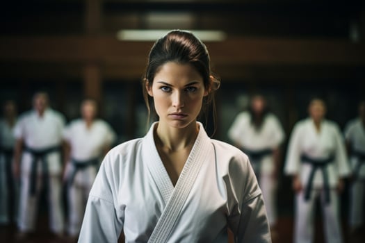determined martial arts student in training uniform photo