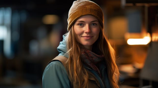 Smiling woman in warm winter clothing photo