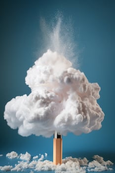 Explosion of white cloud from wooden pencil photo
