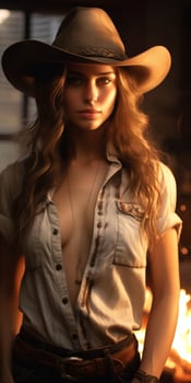 Cowgirl in the sunset photo