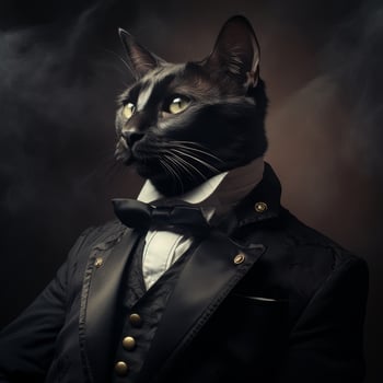 Dapper black cat in formal attire photo