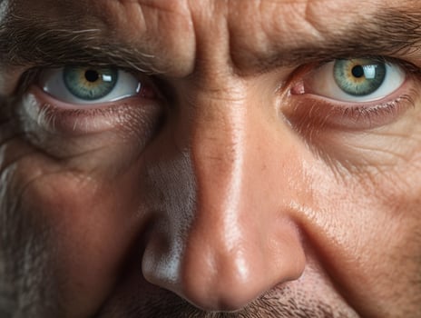 intense facial expression with piercing eyes photo