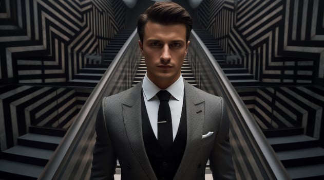 Stylish businessman in modern geometric setting photo