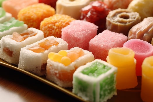 Assortment of colorful traditional japanese confections photo
