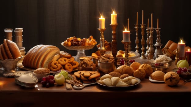 Assortment of traditional holiday baked goods and desserts photo