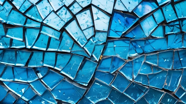 Shattered glass mosaic in blue tones photo