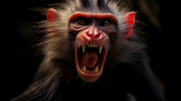 Ferocious monkey with bared teeth photo
