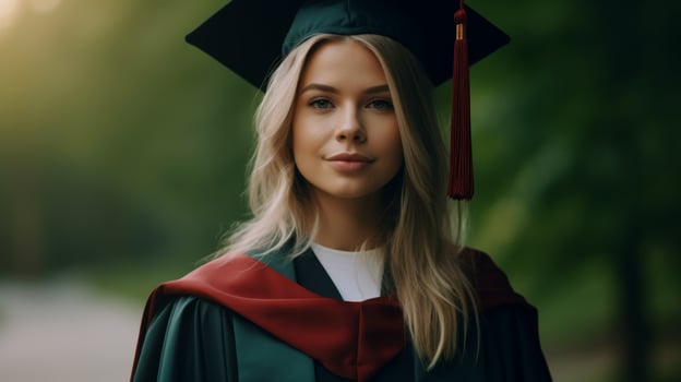 Confident graduate in academic gown photo