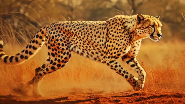 Cheetah stalking through the savanna photo