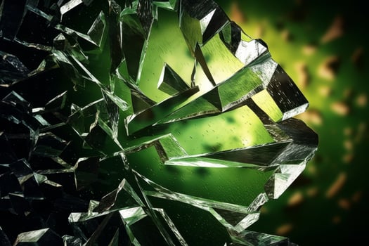 Shattered glass with green tint photo