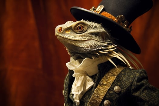 Ornate lizard in a fancy outfit photo