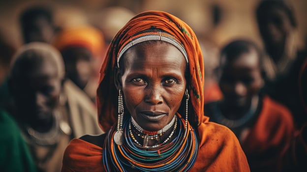 Vibrant portrait of an elderly african woman photo