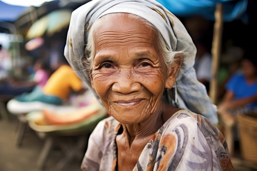 Smiling elderly woman in traditional clothing photo