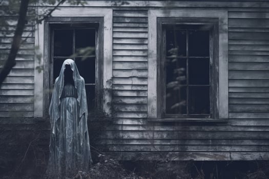 Ghostly figure in abandoned house photo