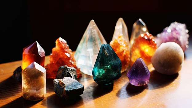 Vibrant collection of colorful gemstones and crystals photo