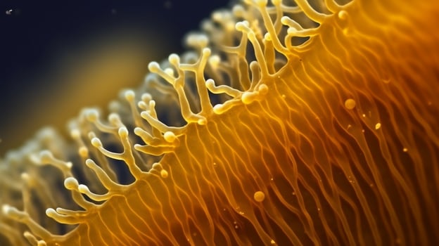Close up of vibrant yellow mushroom photo