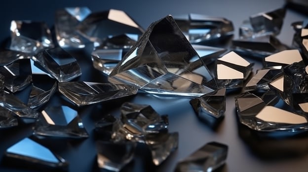 Shattered glass fragments in dark tones photo