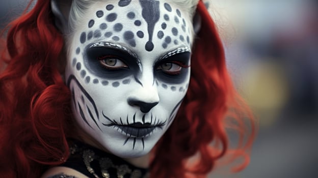 mysterious woman with skull makeup photo