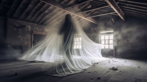 Ghostly figure in abandoned building photo