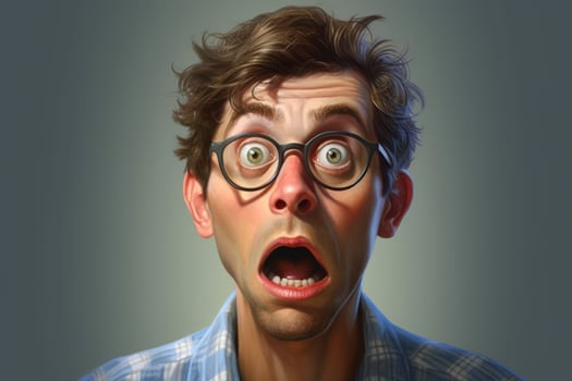 Surprised man with big eyes and glasses photo