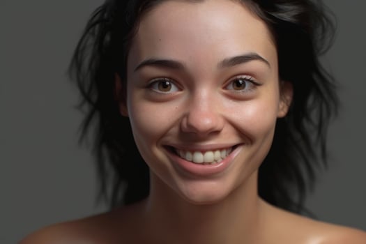 Smiling woman with dark hair photo