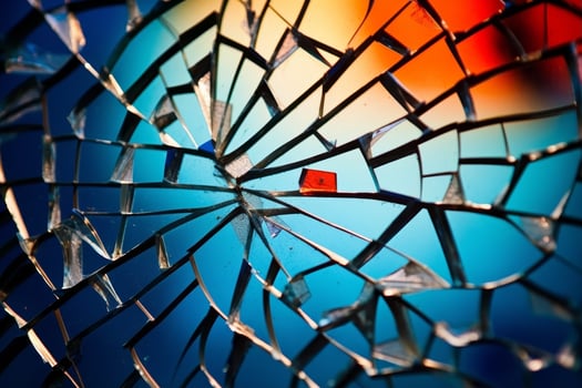 Shattered glass with vibrant colors photo