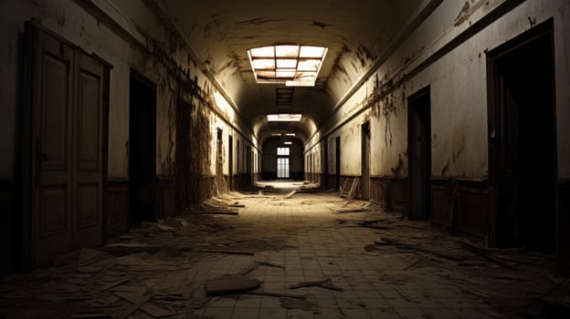 Abandoned hallway in an old building photo