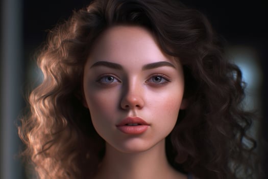 Captivating portrait of a woman with curly hair photo