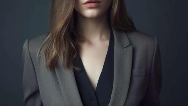 Elegant business woman in gray suit photo