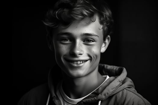 Smiling young man with curly hair photo